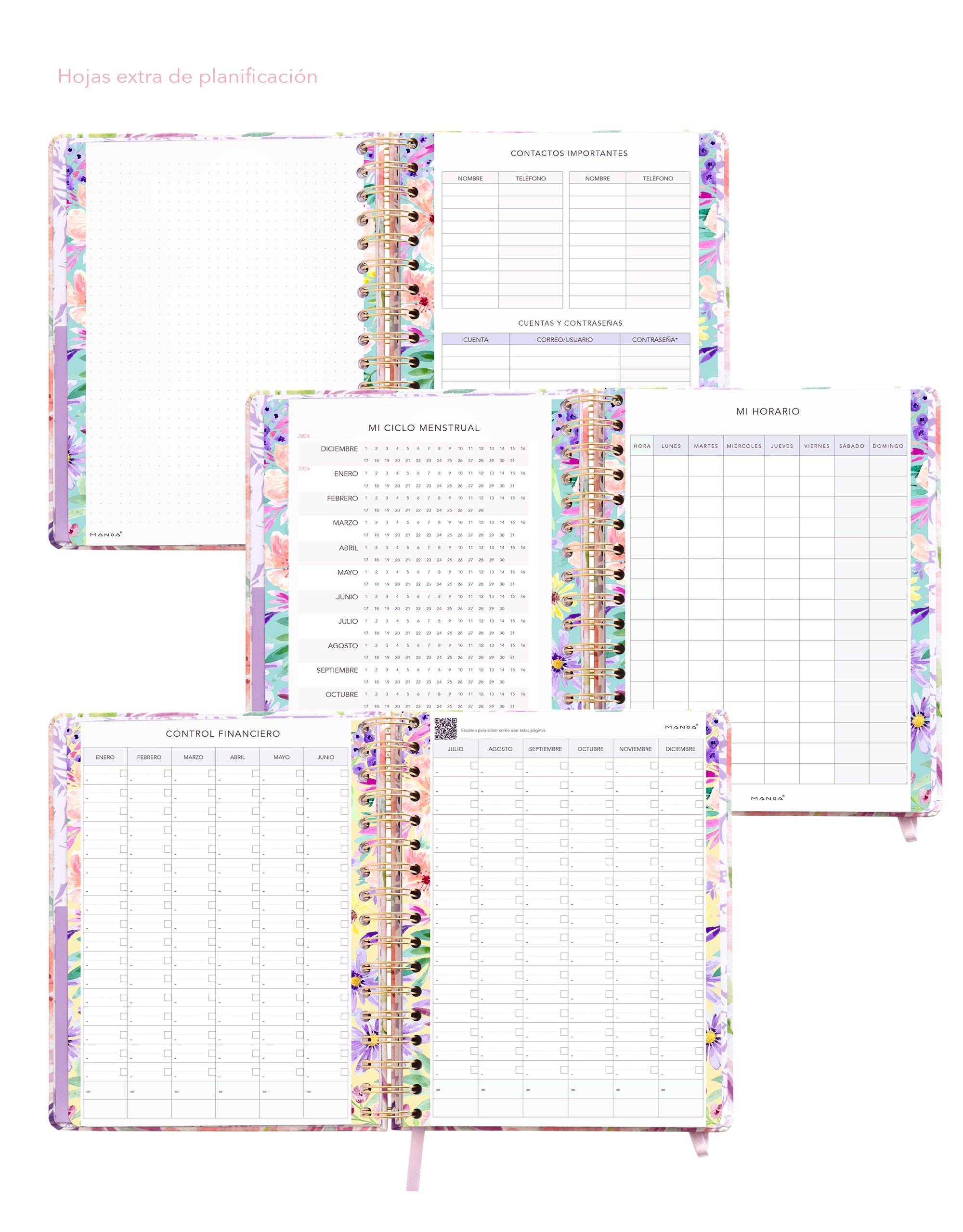 Agenda Mensual LANG Field Guide 2025 - Diseño Con Mariposas Y Flores